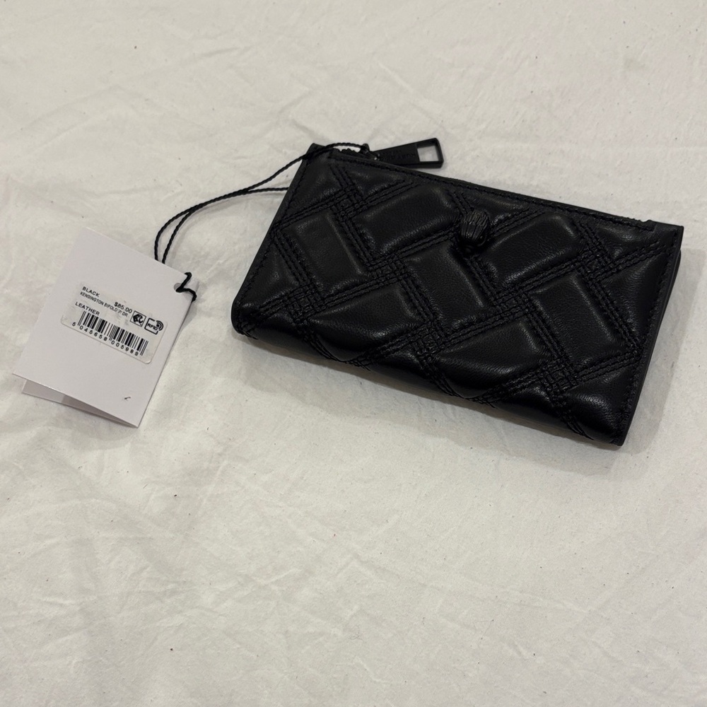 Kurt Geiger Black Quilted Leather Zip Wallet